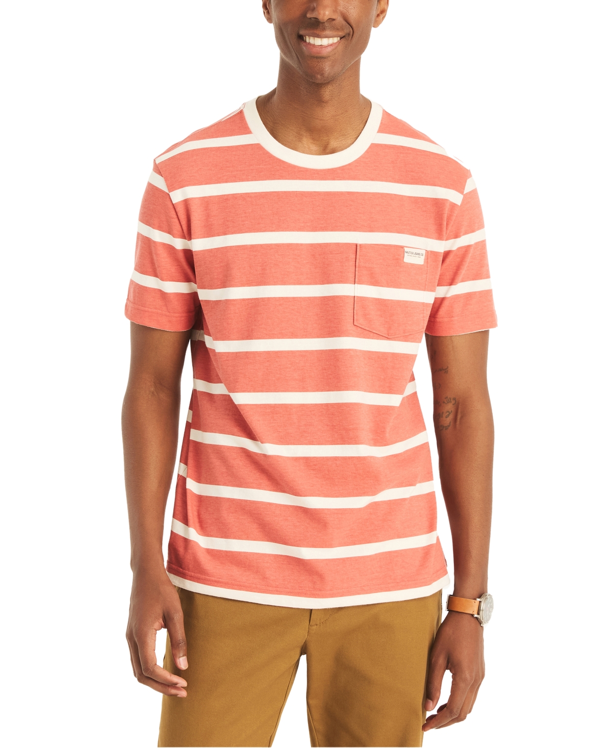 Nautica Jeans Co. Striped T-shirt In Mineral Red