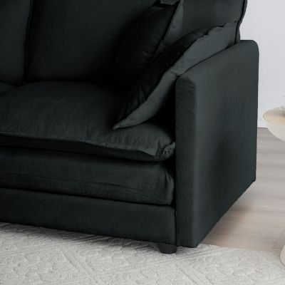 Black Chenille Ottoman Footrest for Sofa