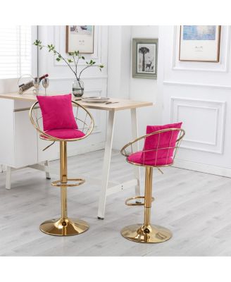 Set of 2 Rosevelvet Bar Chairs with Unique Design