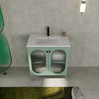 30" Freestanding Vanity with Ceramic Sink, Unique Design