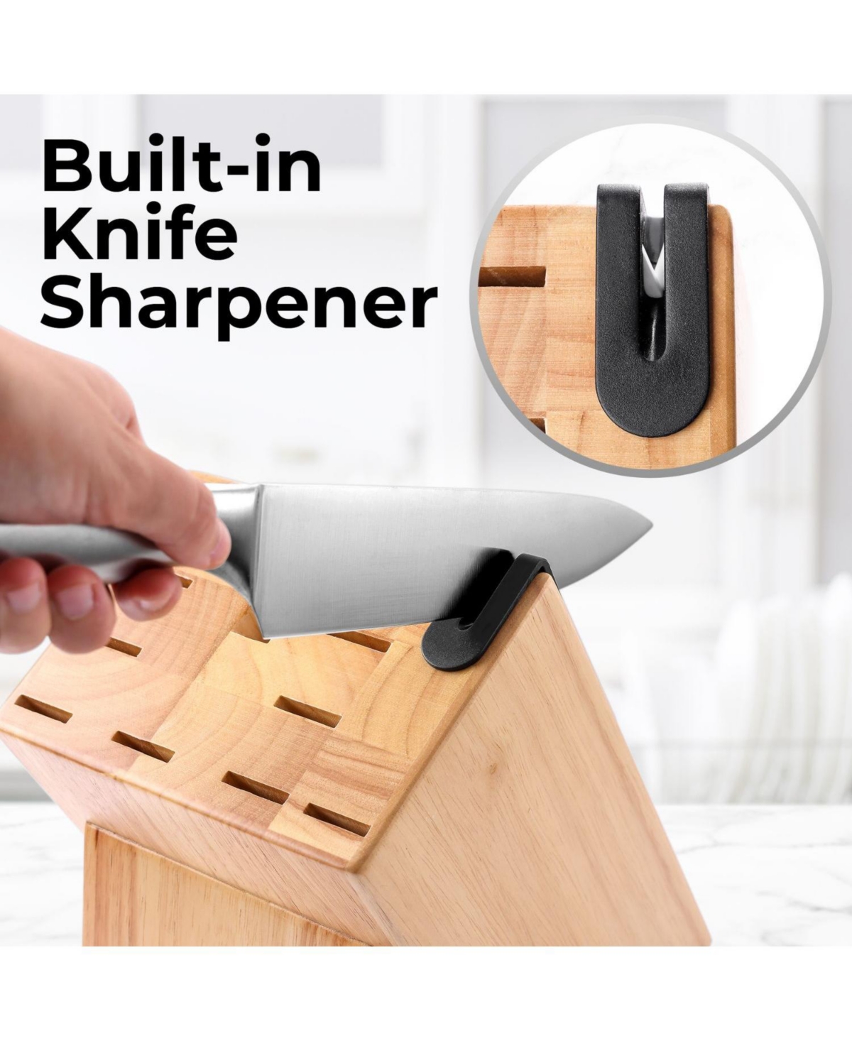 Zulay Kitchen Piece Ultra Sharp Kitchen Knife Set With Block and Sharpener
