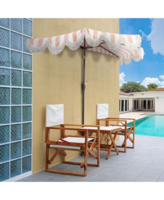 9ft Half Market Umbrella, Scalloped Fringe, Crank, Button Tilt, UV Protection