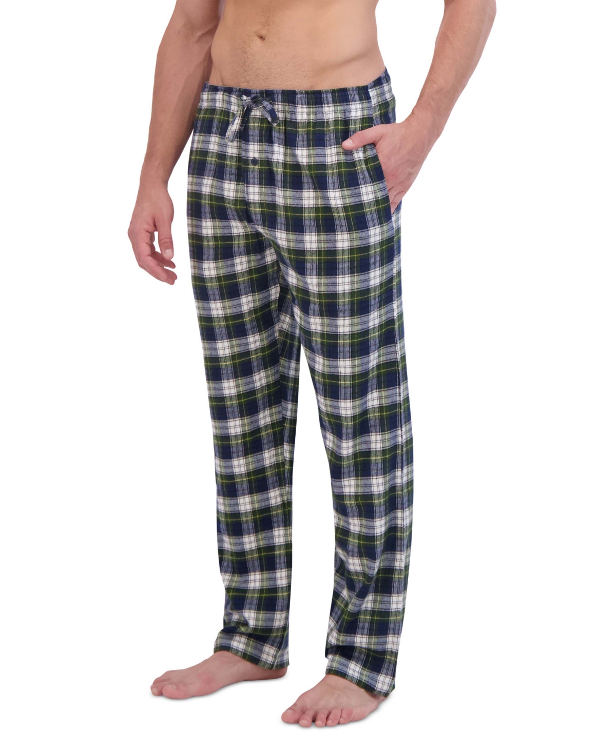 Hanes Men's Ultimate Ultra Soft Plaid Flannel Pajama Pants -blue
