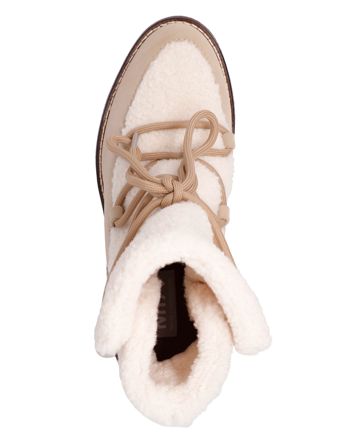 Mia Women's Holiday Cold Weather Sherpa Lace Up Block-heel Booties In Sand,off-white
