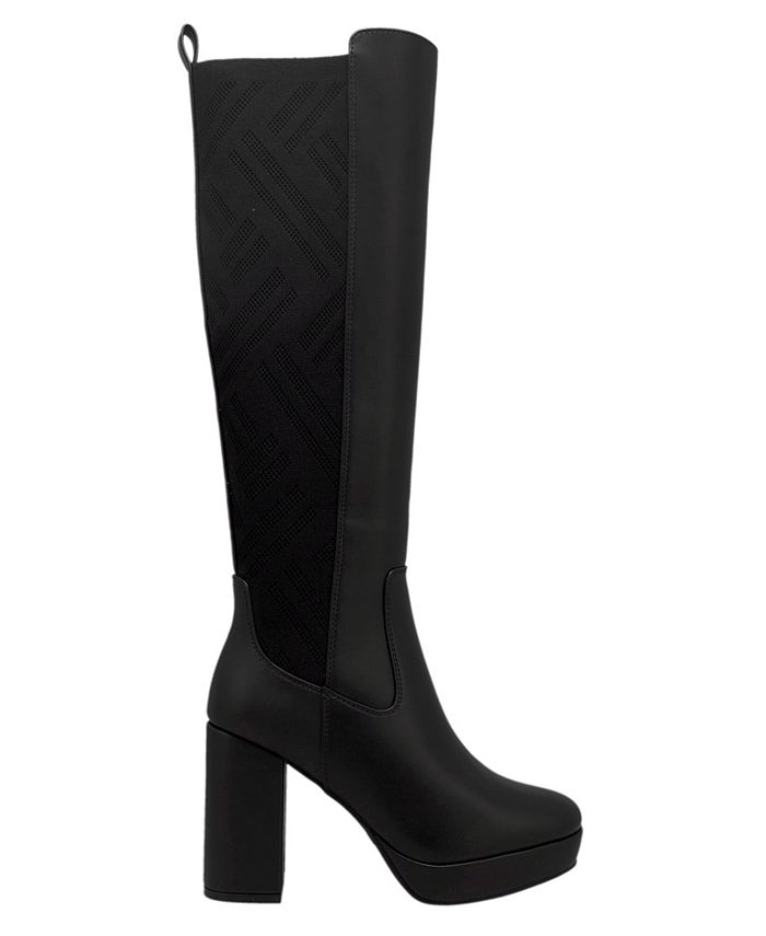 MIA Women's Elisenda Block-Heel Platform Tall Knee Boots - Black - 10M