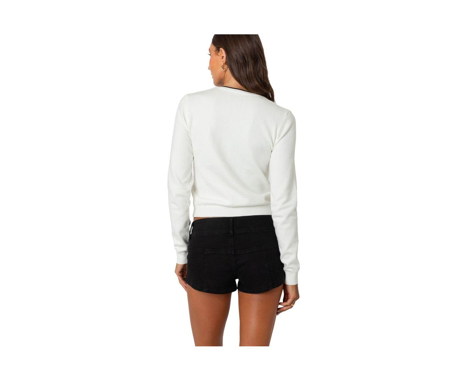 Women's Contrast Bow Knit Cardigan