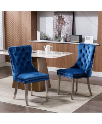Set of 2 Velvet Upholstered Contemporary Dining Chairs
