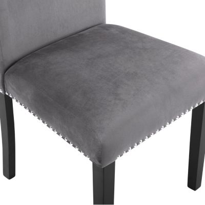 Contemporary Velvet Dining Chair with Nailhead Trim, Set of 2