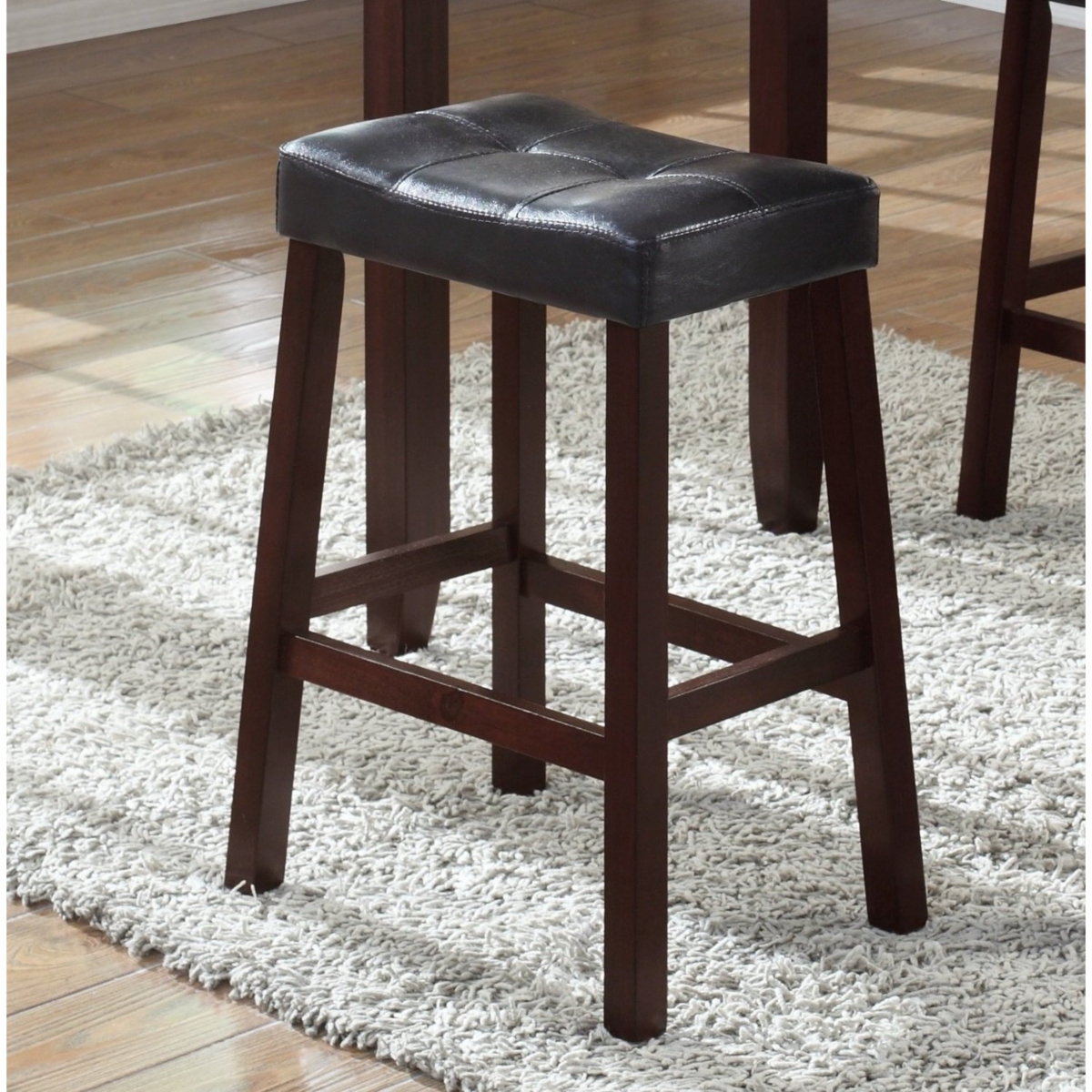 Streamdale Furniture 3-Piece Counter Height Glossy Print Marble Breakfast Table with Stools,- Espresso