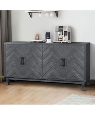 Streamdale Vintage Style Buffet Cabinet with 4 Doors, Taupe Grey