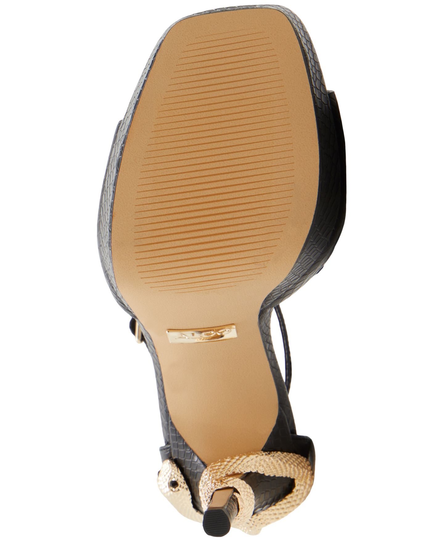 Женские сандалии ALDO Medusa Two-Piece Snake Dress Sandals, цвет: Чёрный змеиный — фото 5