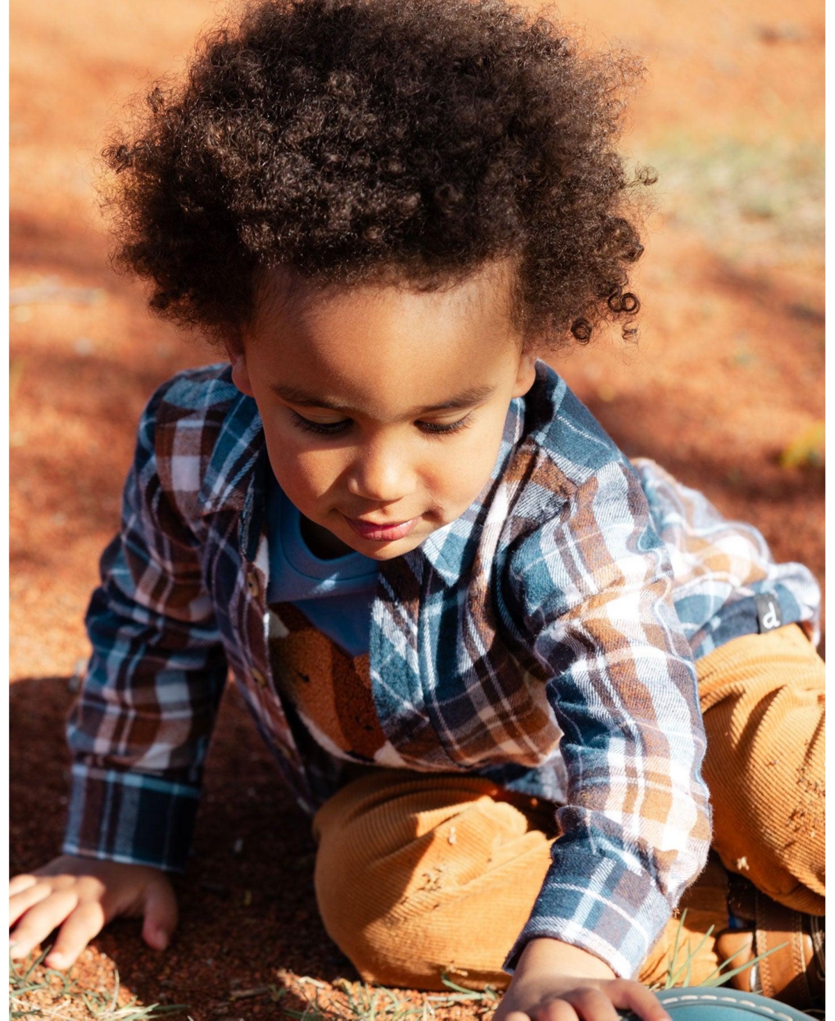 Deux par Deux Baby Boys Baby Long Sleeve Button Down Shirt Plaid Blue And Hazel - Plaid blue and hazel