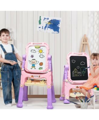 Height Adjustable Kids Art Easel Magnetic Double-Sided Board