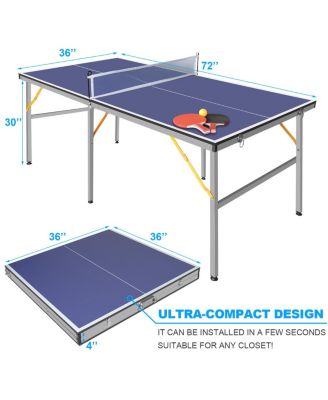 Streamdale Portable 6FT Table Tennis Set with Paddles & Balls
