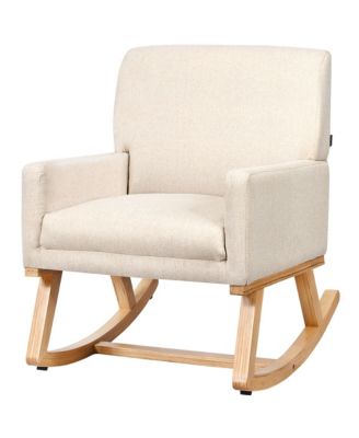 Mid Century Fabric Rocking Chair Upholstered Accent Armchair Lounge Chair Gray