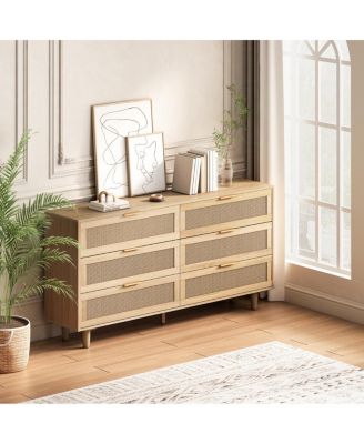 Rattan Storage Cabinet with 6 Drawers