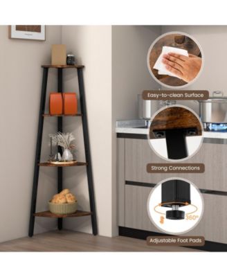 4-Tier Industrial Corner Ladder Shelf Display Rack for Home Office