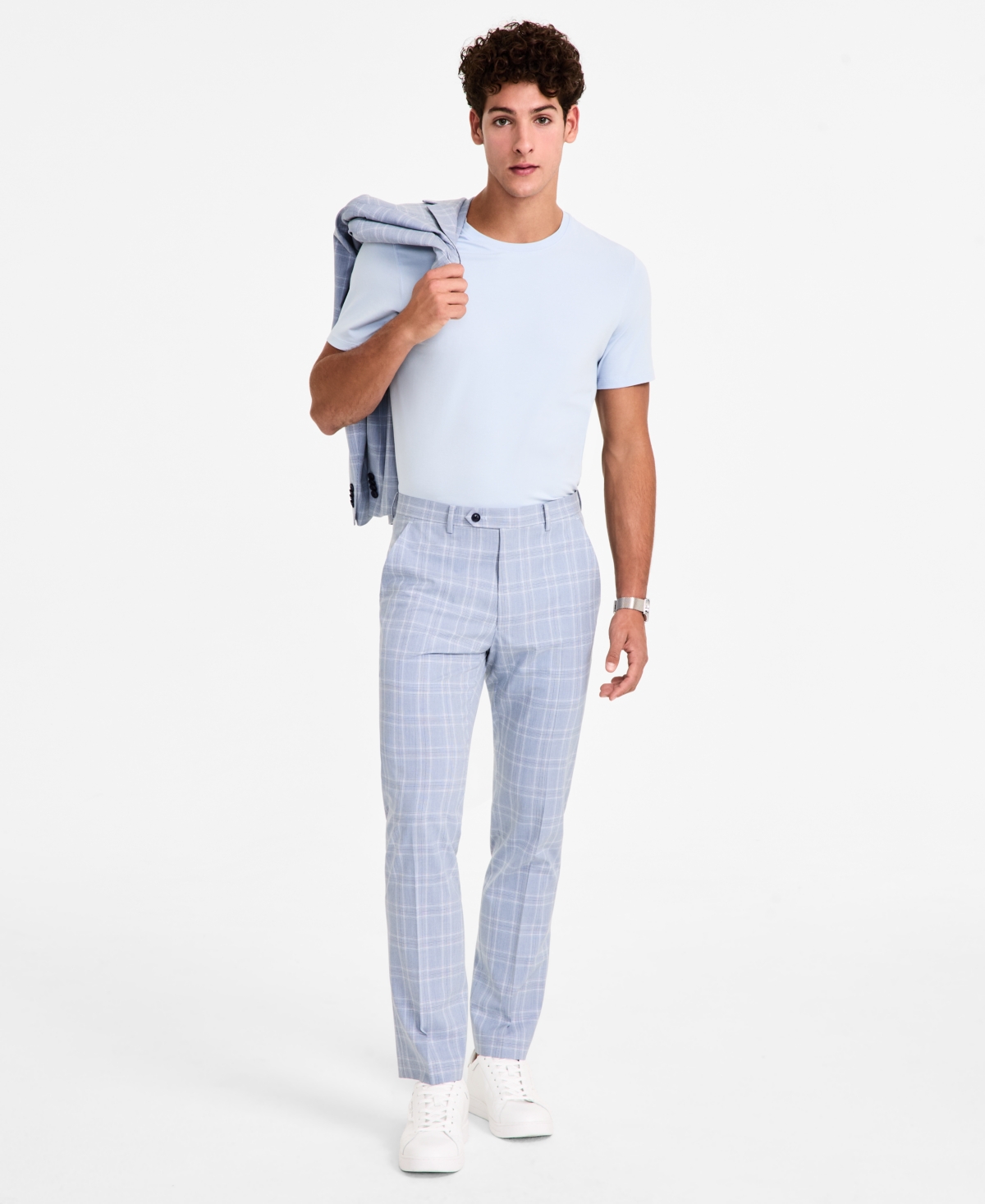 ALFANI MEN'S SLIM-FIT PLAID SUIT PANTS, CREATED FOR MACY'S 