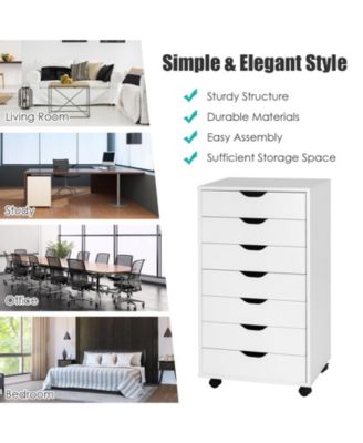 7-Drawer Chest Storage Dresser Floor Cabinet Organizer with Wheels