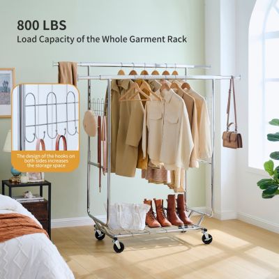 5-Minute Assembly, Adjustable, Heavy-Duty Clothing Rack with Casters