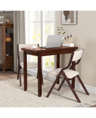 Kitchen Table Set for 2 Expandable Dining Table with 2 Upholstered Folding Chairs