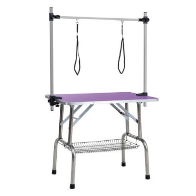 Sturdy Foldable Pet Grooming Table with Storage
