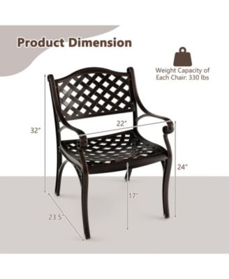 Cast Aluminum Patio Chairs Set of 2 Dining Chairs with Armrests Diamond Pattern