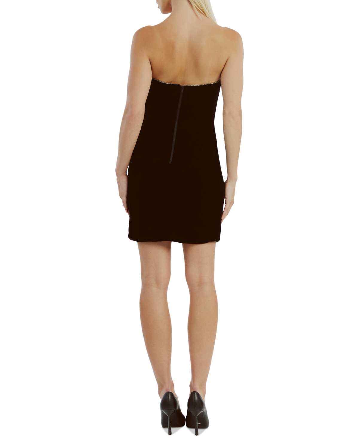 Bardot Women's Lilah Embellished-Plunge-Neck Velour Mini Dress