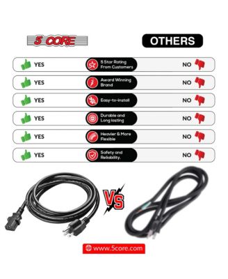 6 Feet 2 Pieces 3 Prong Replacement AC Wall Power Cord for LCD Computer Monitor Premium Quality Copper Wire PC 1001 2 Pcs