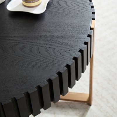  Modern Coffee Table with Stainless Steel & Ash Grain