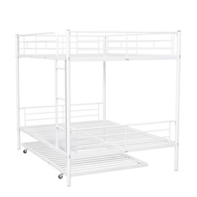 Streamdale Full Over Full Metal Bunk Bed With Trundle, Silver