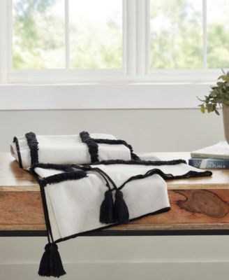 Lulu Tufted Cotton Throw Blanket I 50"x 70" I Ivory Black