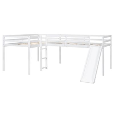 Streamdale L-Shaped Twin Size Loft Bed With Ladder And Slide