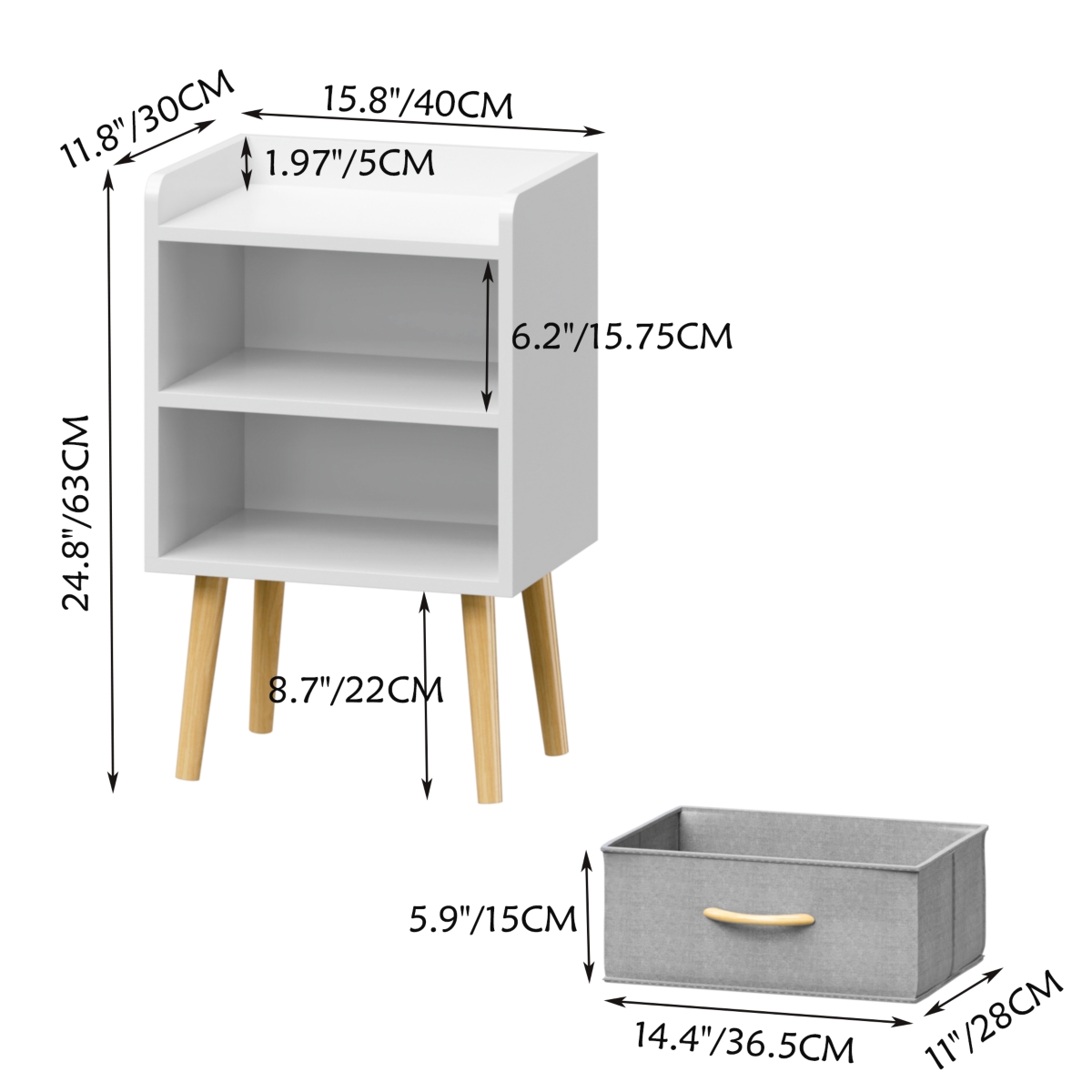 Streamdale Furniture Sturdy Multi-Color Side Table with Ample Storage