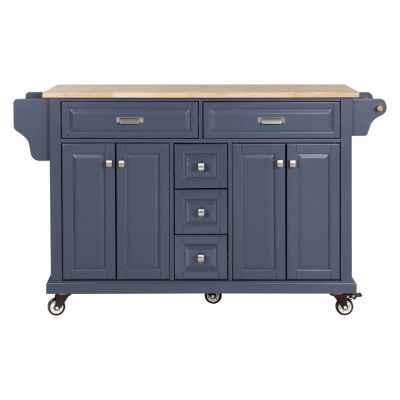 Cambridge Natural Wood Top Kitchen Island with Storage