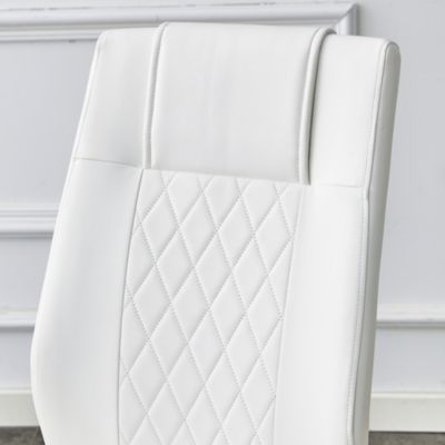 6-piece Modern Golden Leg Dining Chairs, White PU