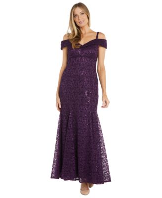 R & M Richards - Off-The-Shoulder Lace Gown