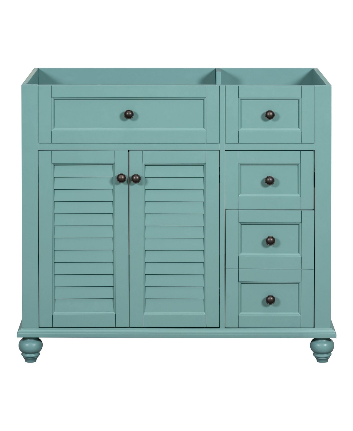 Streamdale Furniture Modern Bathroom Vanity with Solid Wood Frame, Ample Storage, and Unique Grille Design - Blue-green