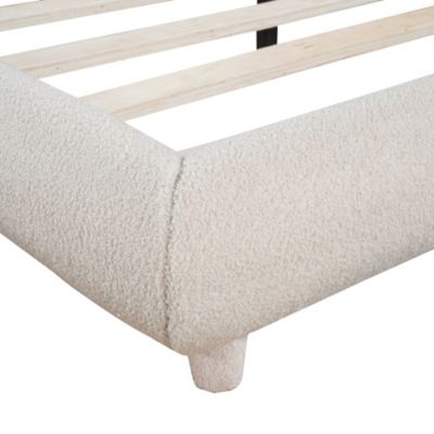 Queen Size Teddy Fleece Upholstered Platform Bed