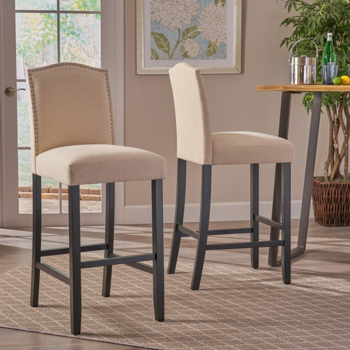 Streamdale Christopher Knight Home Auburn Bonded Leather Barstools (Set Of 2)