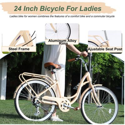 Streamdale 7 Speed, Steel Frame, Multiple Colors 24 Inch Ladies Bicycle
