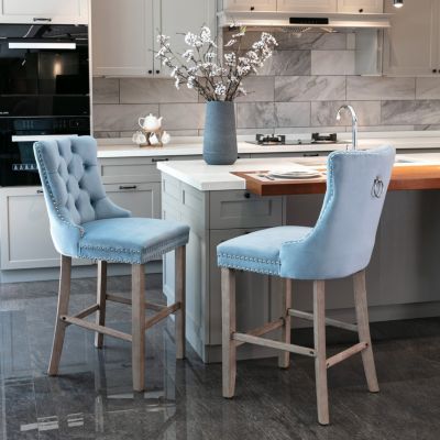 Handcrafted Velvet Barstools with Supportive Backrest
