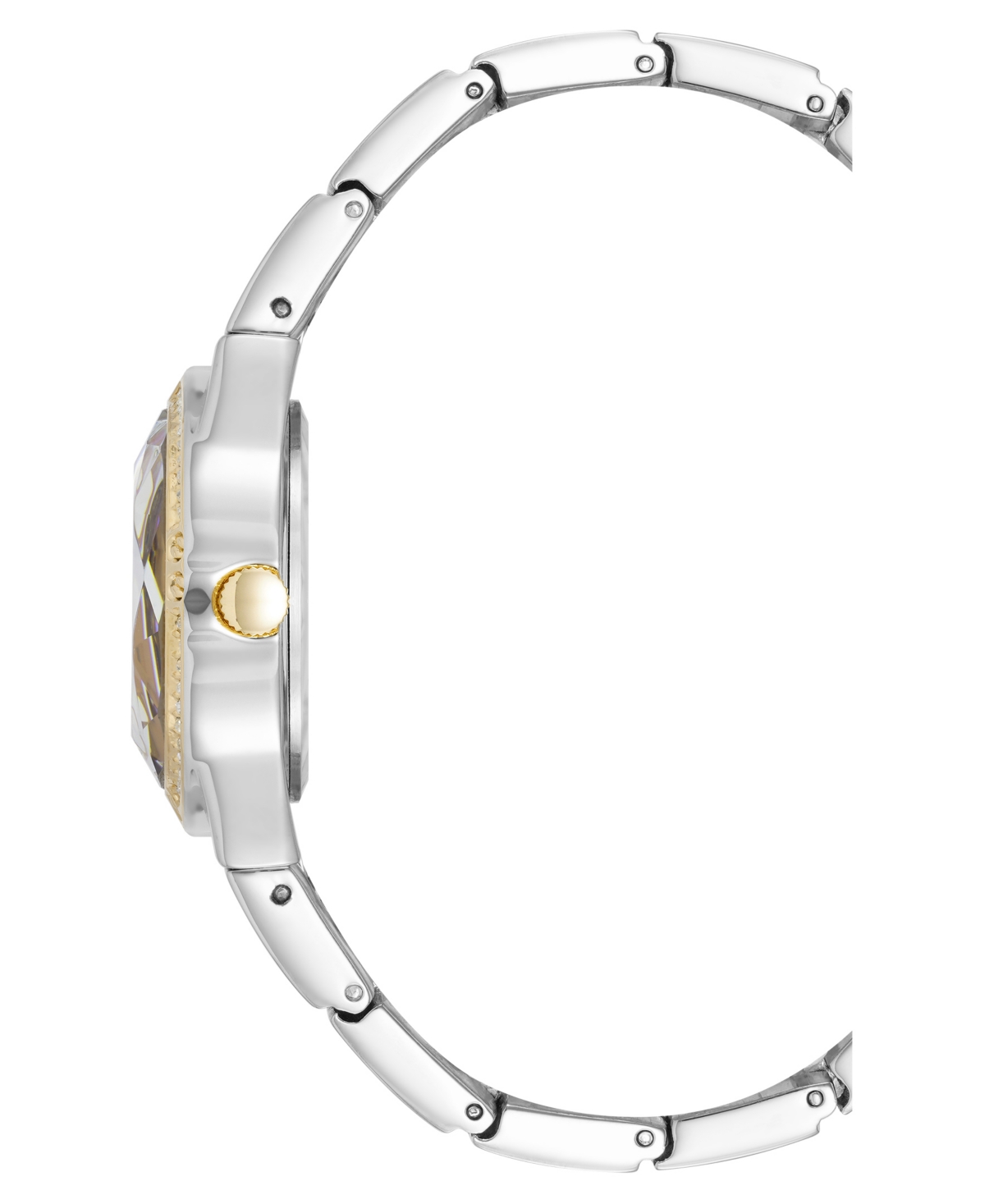 Anne Klein Women's Quartz Faceted Crystal Bezel Two-Tone Alloy Metal Watch, - Silver-Tone/Gold-Tone