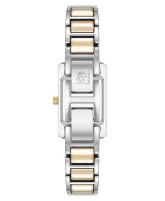 Women's Quartz Classic Rectangular Roman Numeral Two-Tone Alloy Metal Watch, 20mm