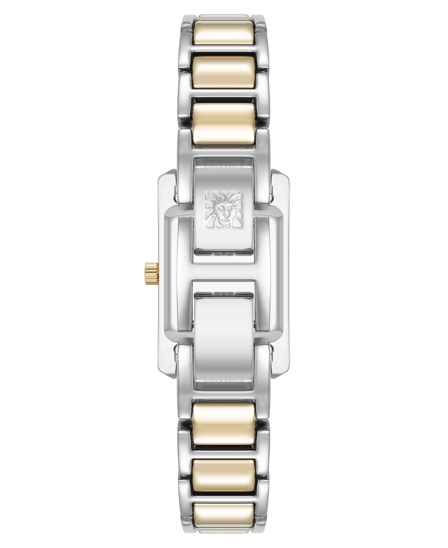 Женские часы Anne Klein Quartz Classic Rectangular Roman Numeral Two-Tone Alloy Metal Watch, 20mm, цвет: Серебряный / Золотой — фото 3