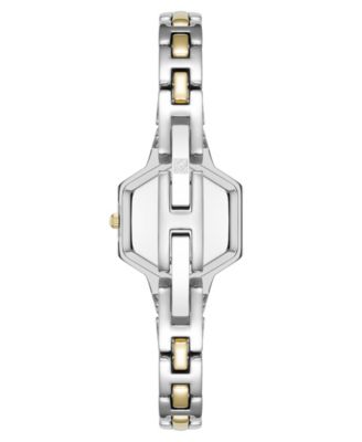 Women's Quartz Petite Hexagonal Two-Tone Alloy Metal Bracelet Watch, 21mm