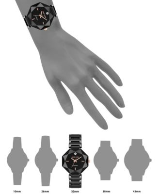 Women's Quartz Black Octagonal Ceramic Watch, 32mm