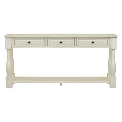Streamdale 63" Long Navy Console Table with Drawers & Shelf