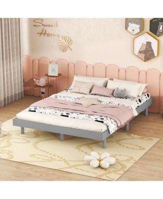 Modern Design Full Floating Platform Bed Frame For Grey Color