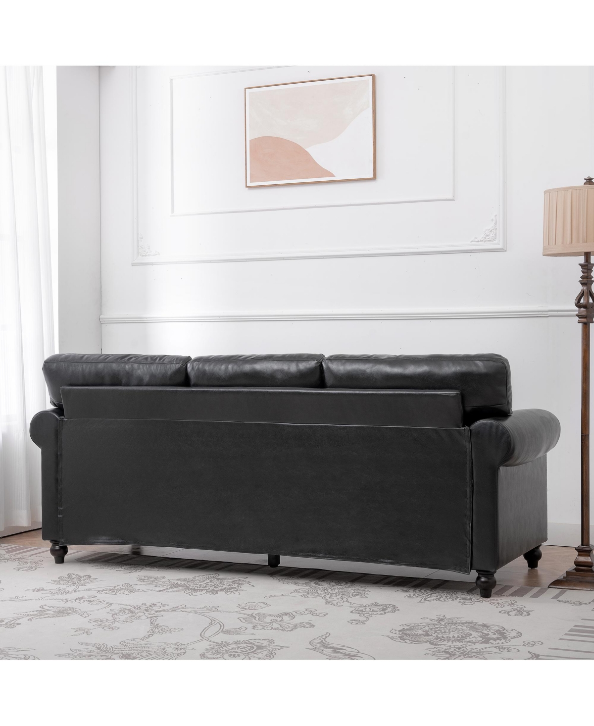 Simplie Fun Elegant 3-Seater Sofa with Silver Nailhead Accents